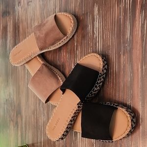Slide on suede 1 black and 1 tan 2 pair size 9